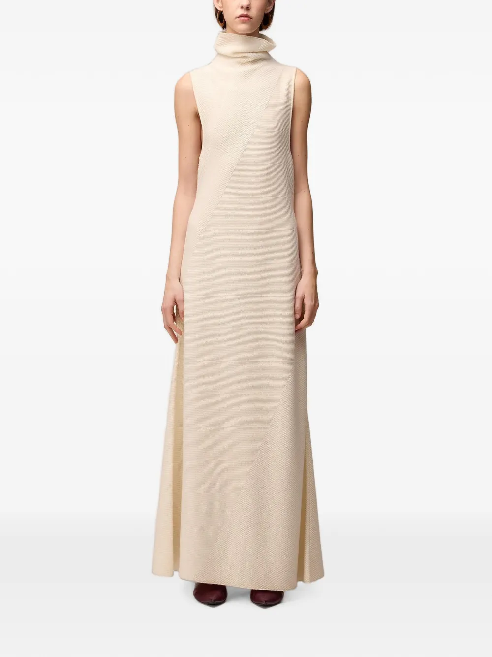 RETORI Kasjmier maxi-jurk met stiksels Wit