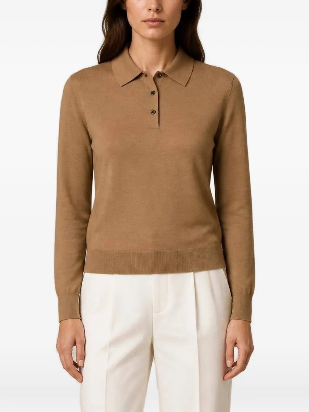 RETORI Poloshirt met lange mouwen Beige