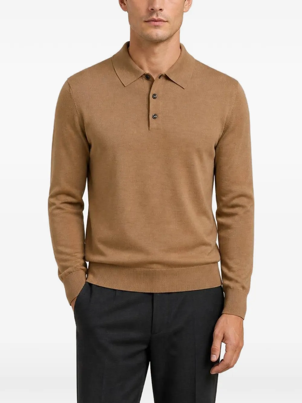 RETORI Poloshirt met lange mouwen Beige