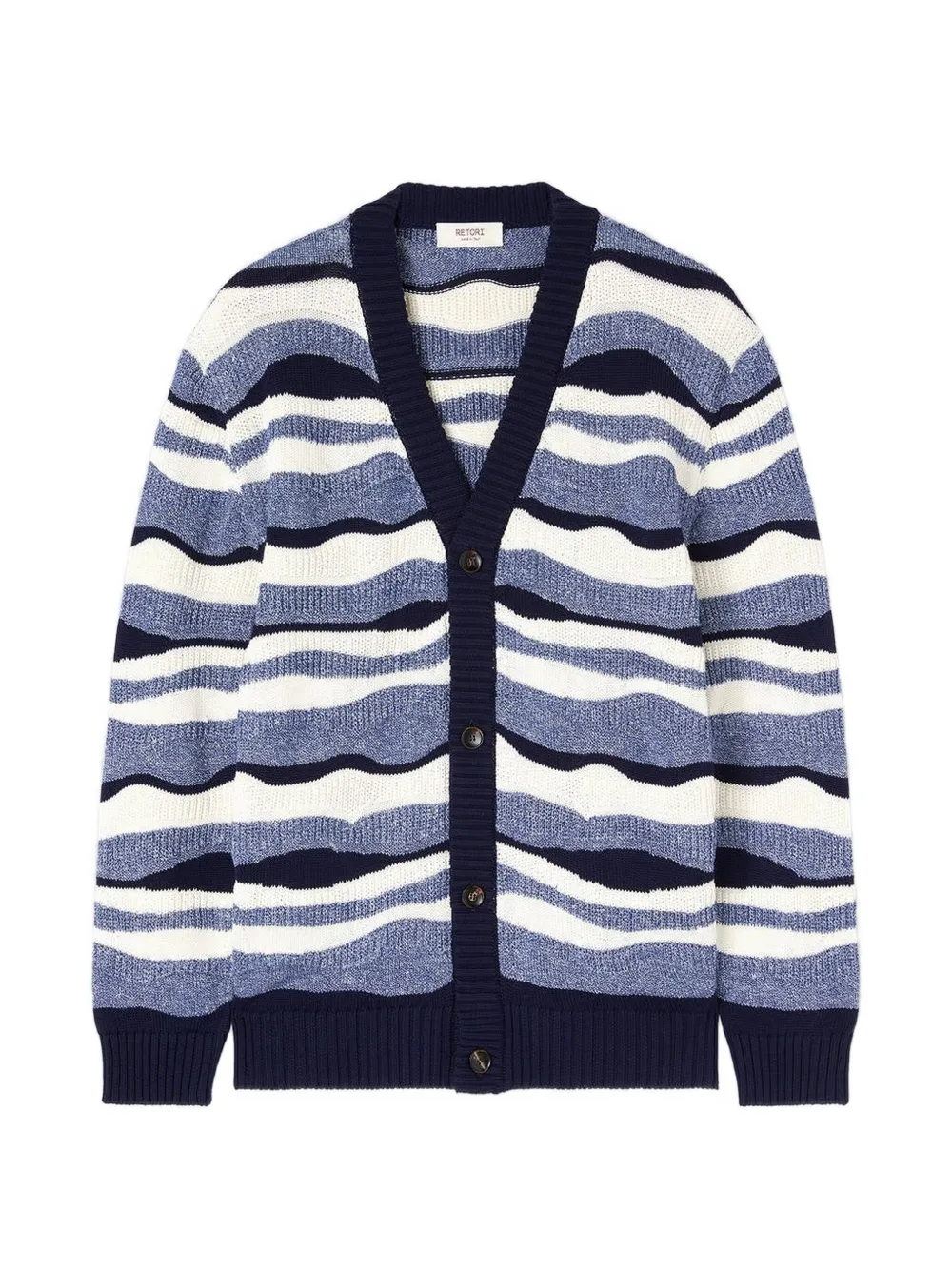 RETORI waves-jacquard knit cardigan - Blu
