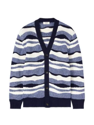 Sacai Crochet Panelled Cardigan | Blue | FARFETCH JO