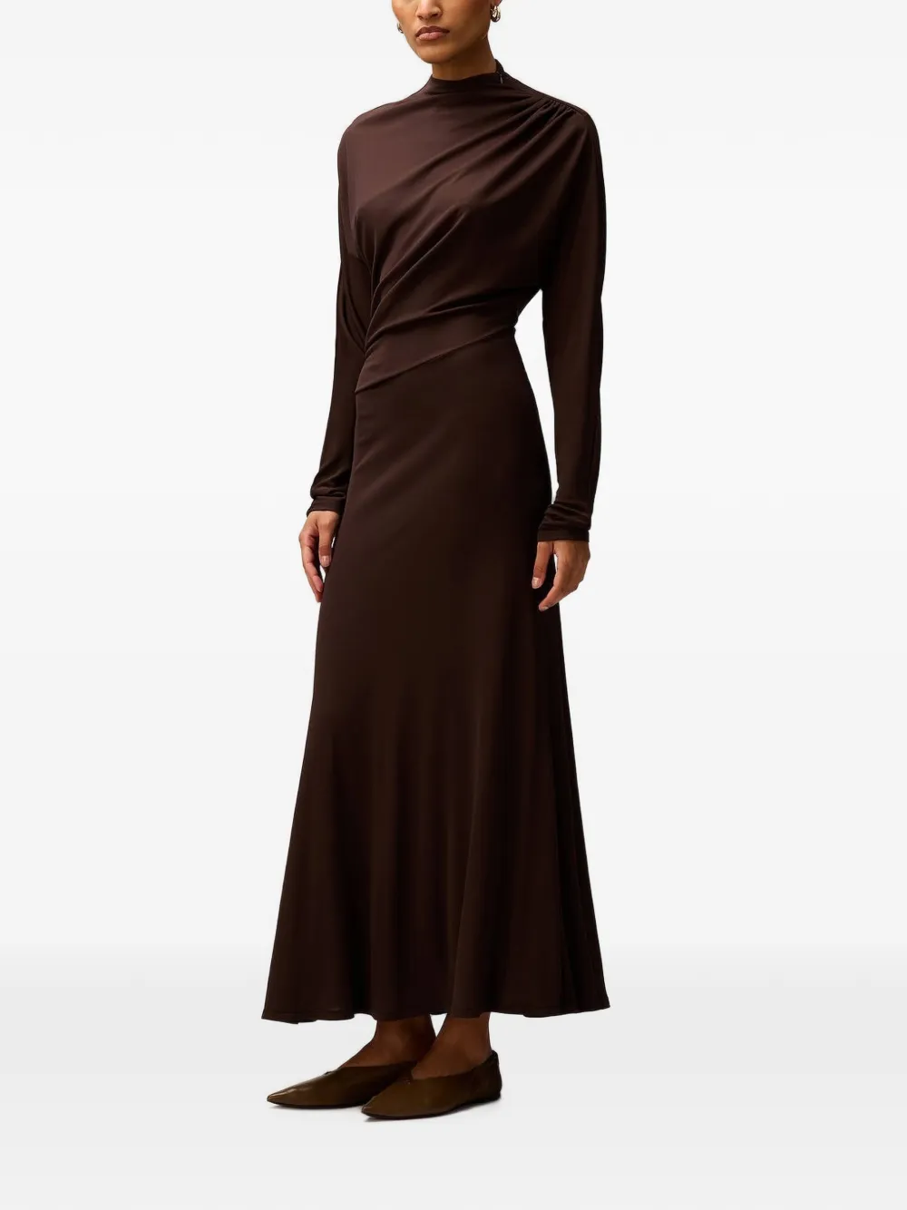 RETORI Gedrapeerde maxi-jurk Bruin