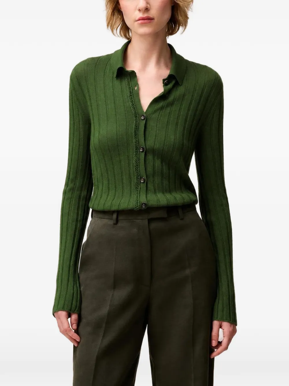 RETORI Ribgebreid vest Groen