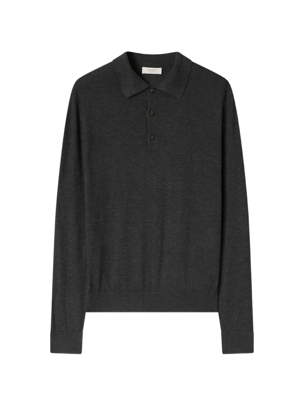 RETORI argyle-detail long-sleeve polo shirt - Grau