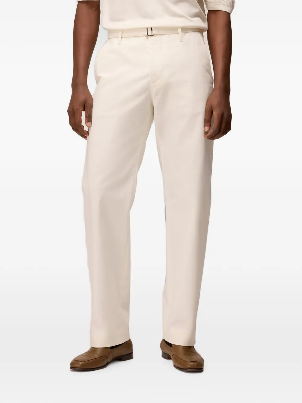 RETORI Katoenen-gabardine broek met ceintuur Beige