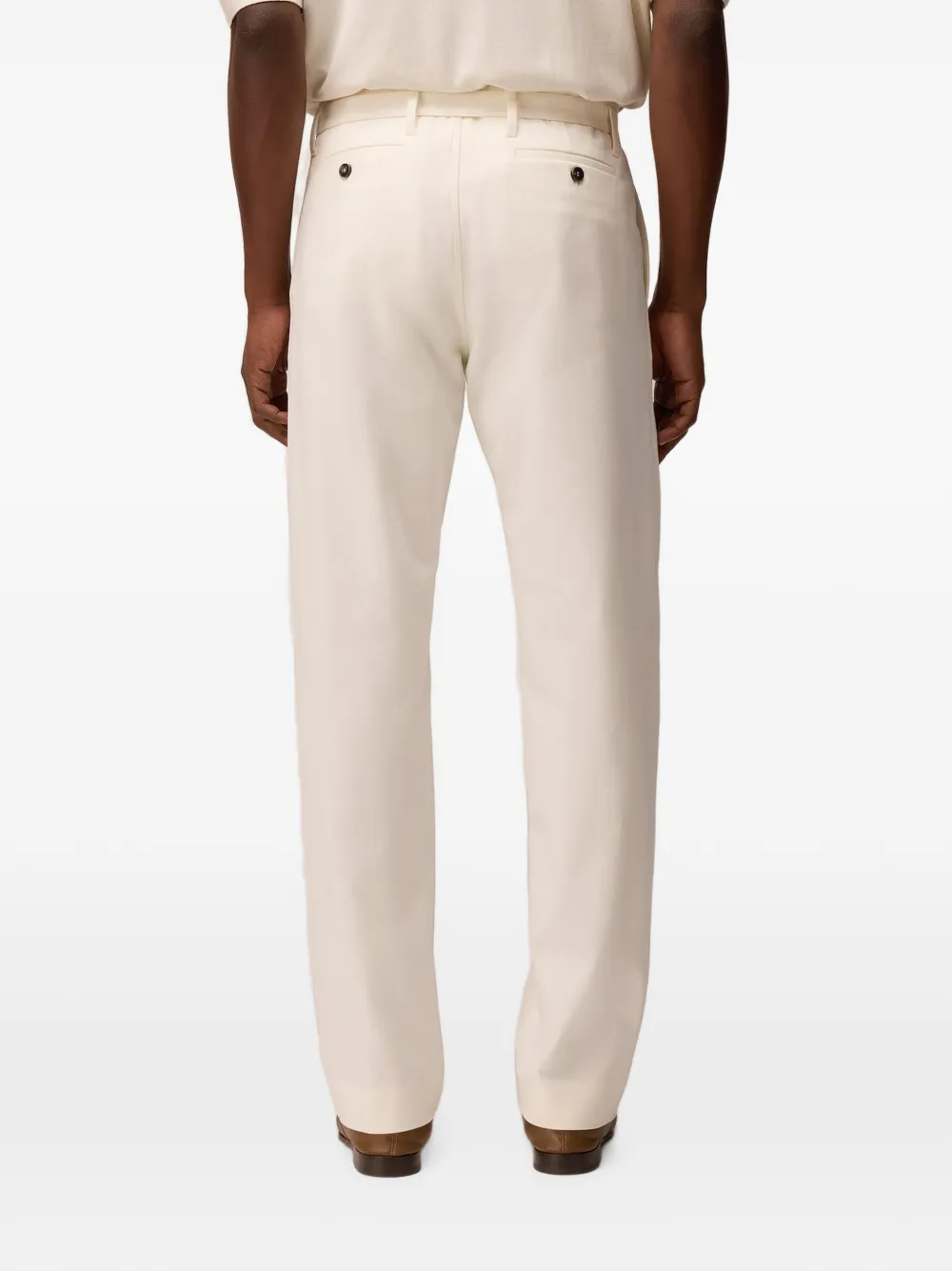 RETORI Katoenen-gabardine broek met ceintuur Beige