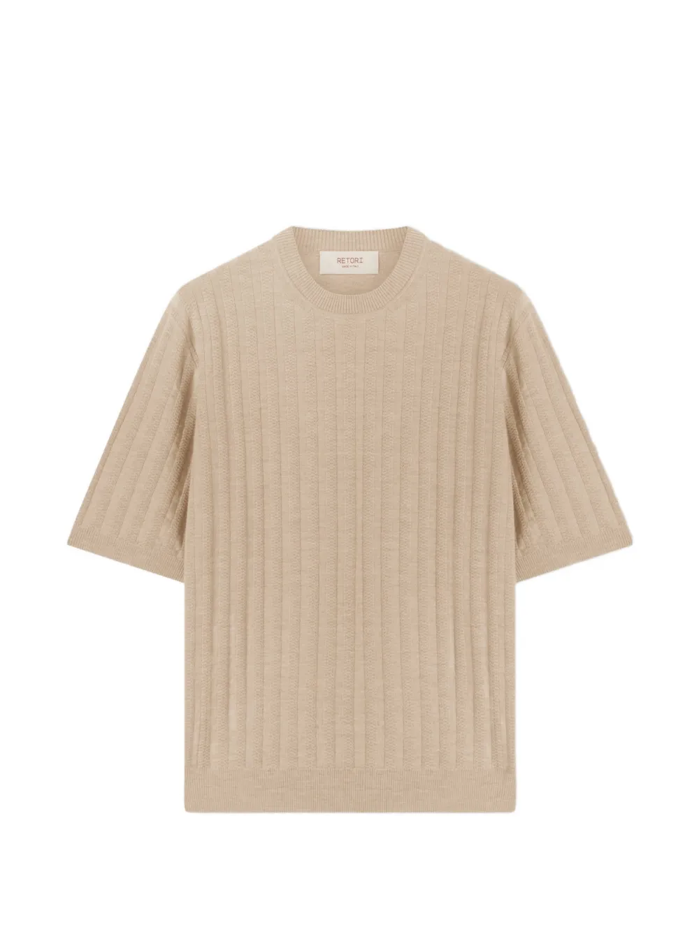 RETORI mini-cable virgin-wool T-shirt - Toni neutri