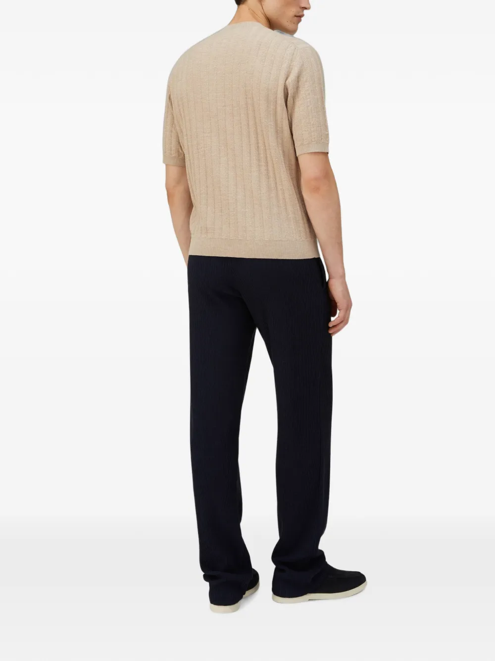 RETORI Kabelgebreid T-shirt van scheerwol Beige