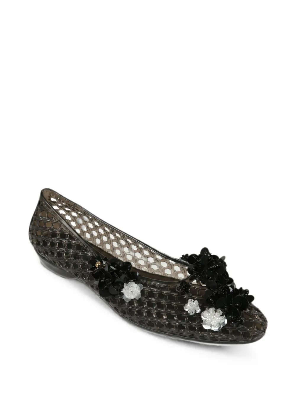 HEAVENLY JELLY Lily floral-appliqué ballet flats Zwart