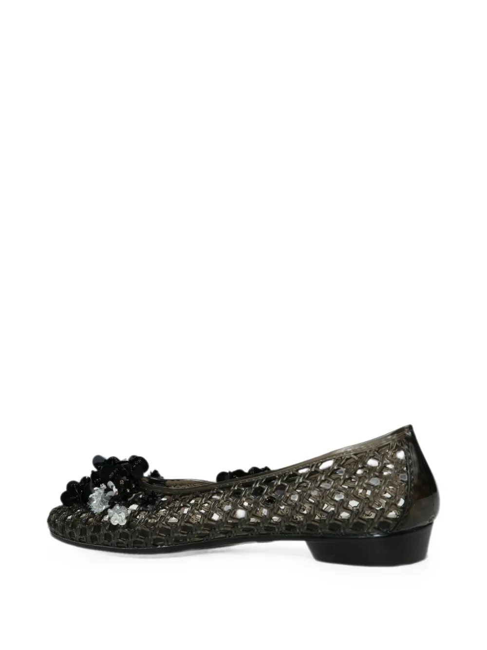 HEAVENLY JELLY Lily floral-appliqué ballet flats Zwart