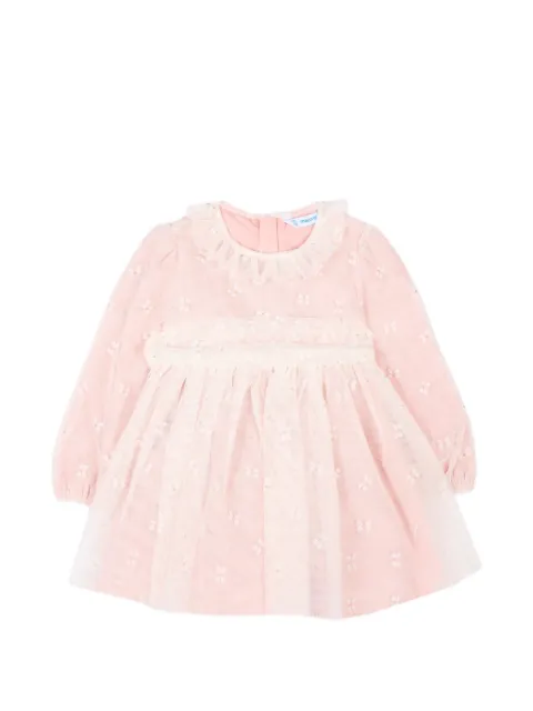 Mayoral ruffled tulle-overlay dress