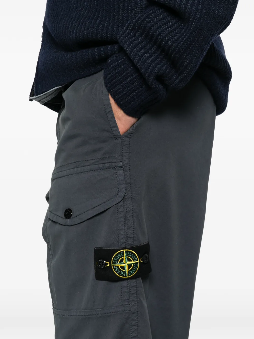 Stone Island Cargo broek met logopatch Blauw