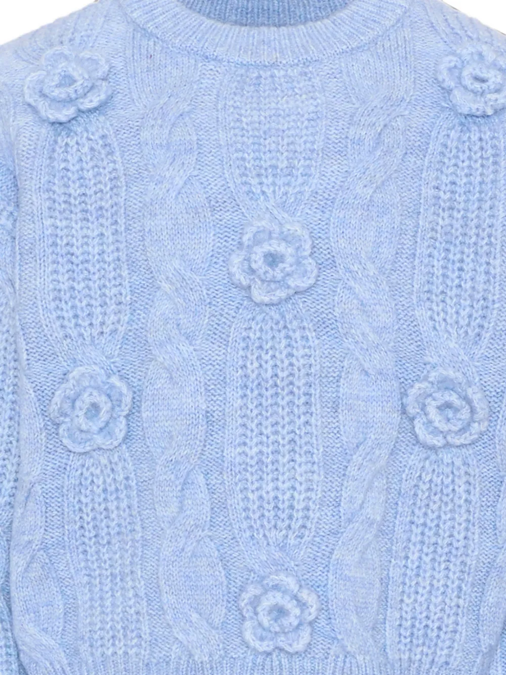 Mayoral Kabelgebreide trui met bloemen-applicatie Blauw