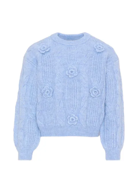 Mayoral cable-knit floral-appliqué sweater