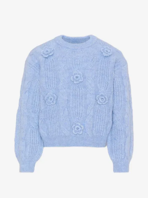 Mayoral cable-knit floral-appliqué sweater