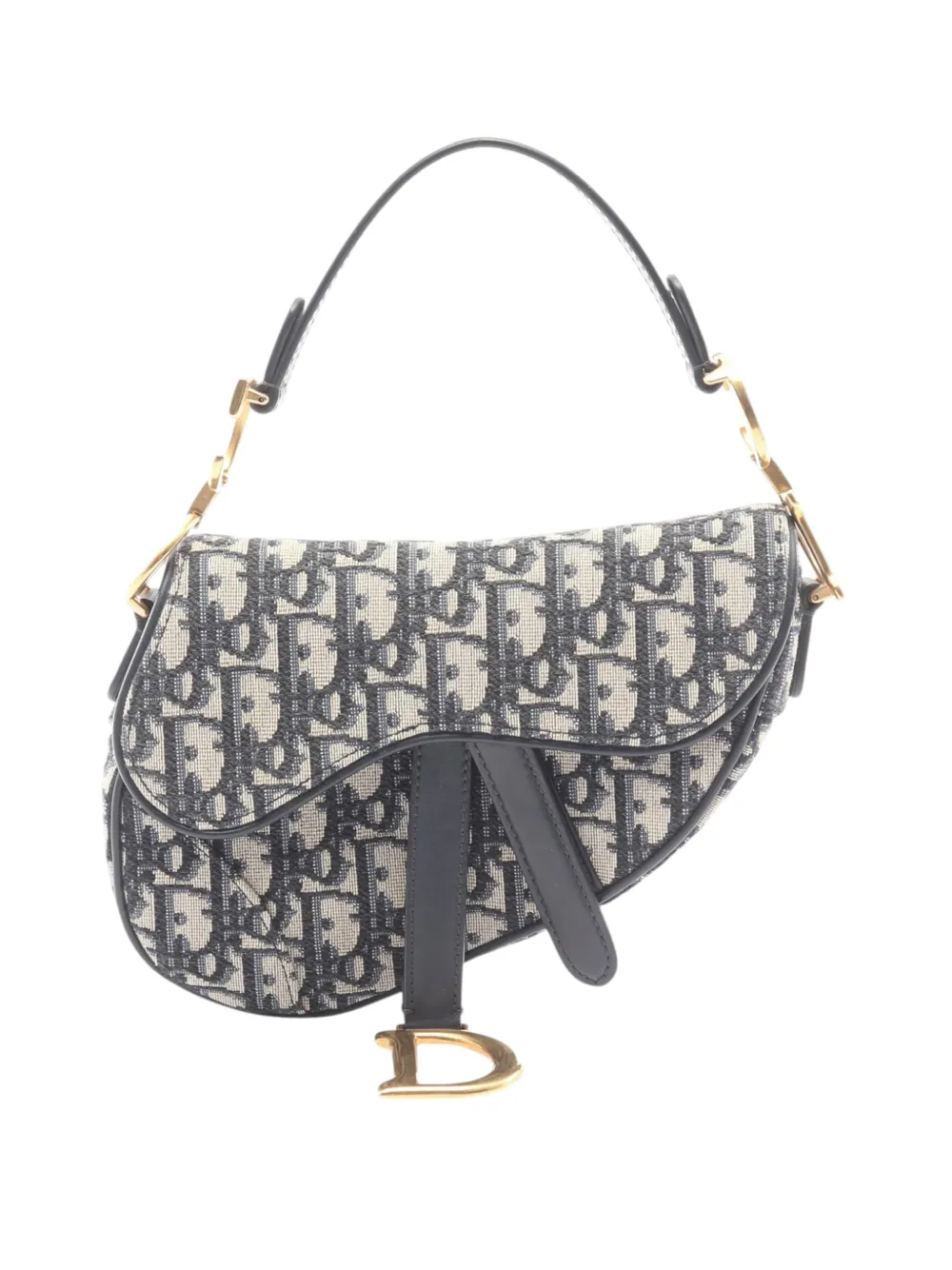 Christian Dior Pre-Owned Borsa a tracolla Saddle mini in tela con motivo Oblique 2000-2026 - Blu
