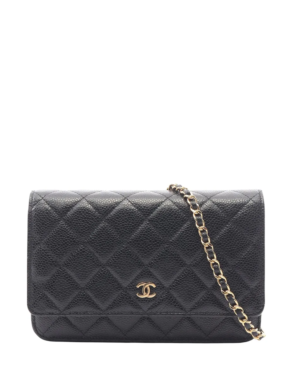 CHANEL Pre-Owned Borsa a tracolla CC in pelle Caviar trapuntata con catena 2021-2026 - Nero