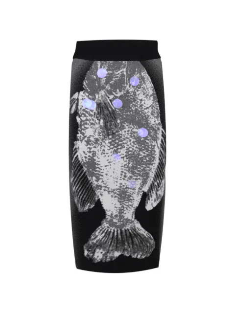 PH5 reflective fish-intarsia midi skirt