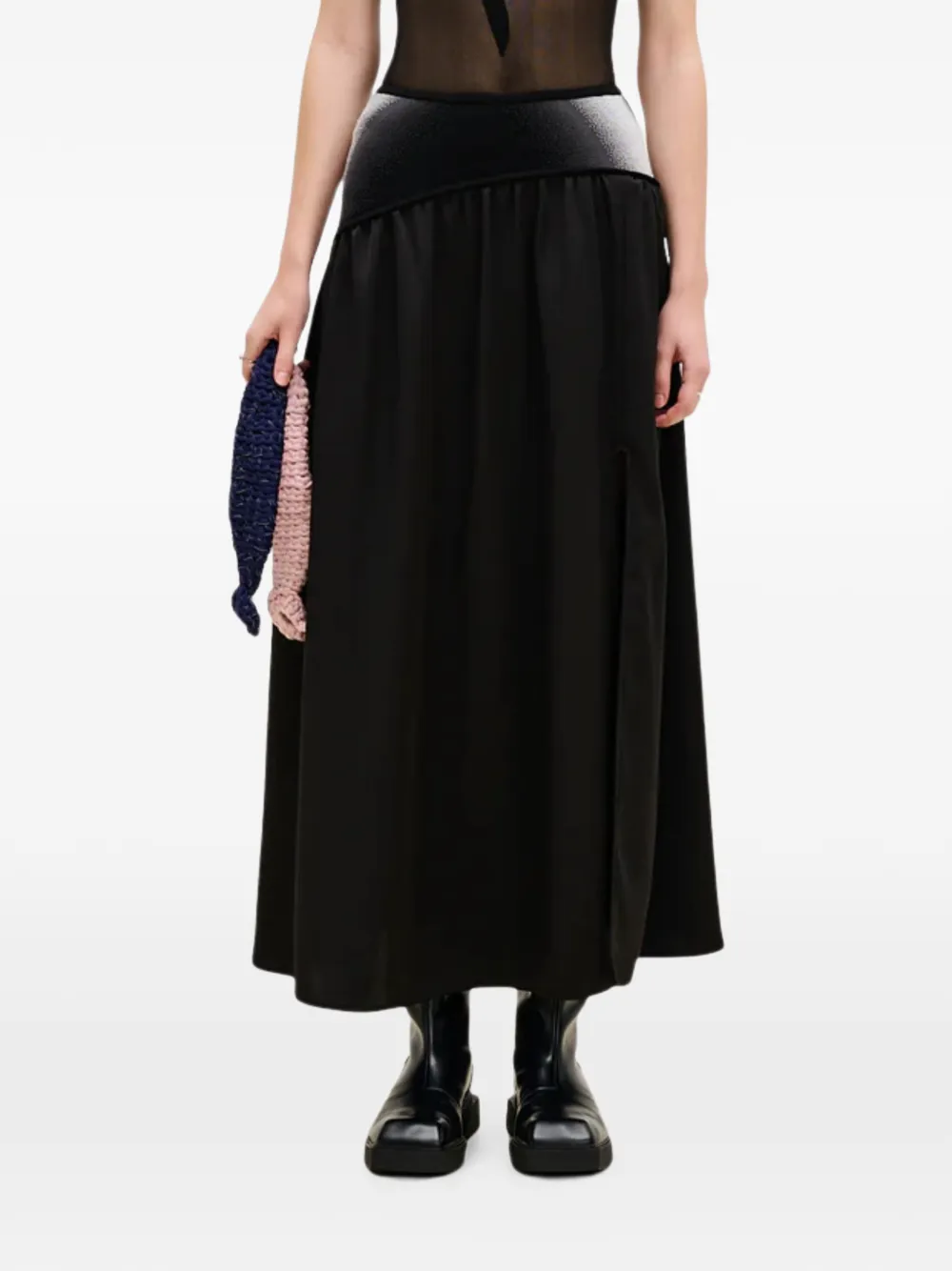 PH5 Ayu lange rok met zijsplit Zwart