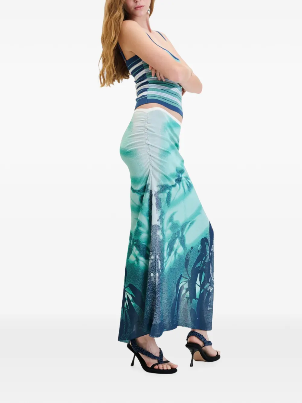 PH5 Lina midi-rok met ruches Groen