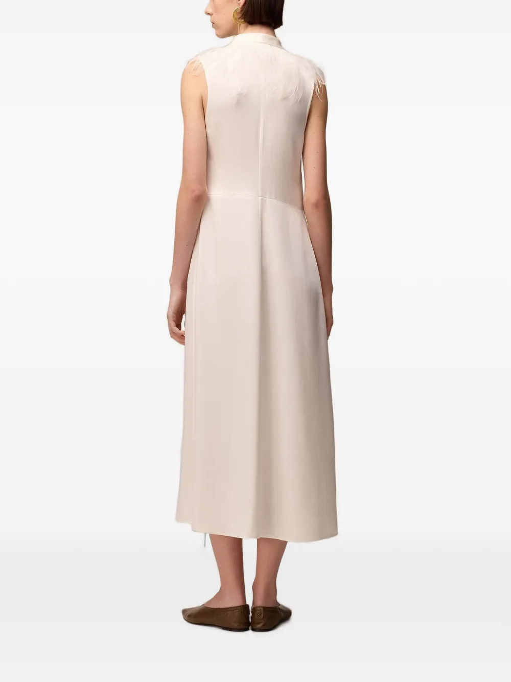 RETORI Midi-jurk met veren afwerking Wit