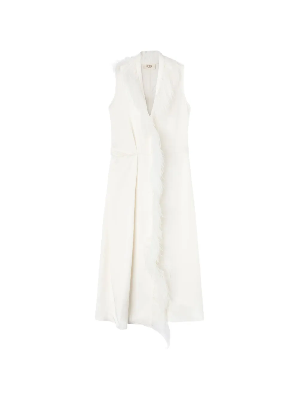 RETORI feather-trim wrap midi dress - Bianco