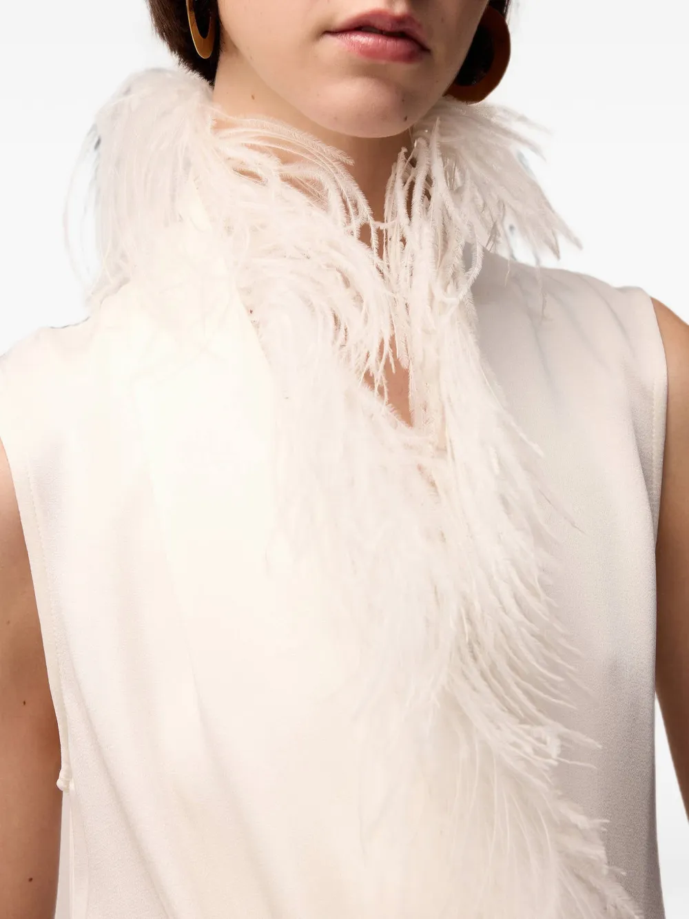 RETORI Midi-jurk met veren afwerking Wit