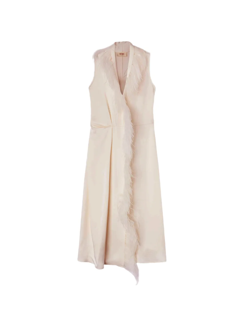 RETORI feather-trim wrap midi dress - Bianco