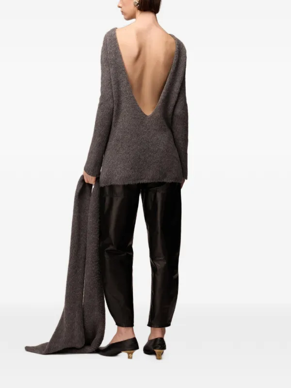 grey backless dress RETORI brushed-knit Mini | back and asymmetric features