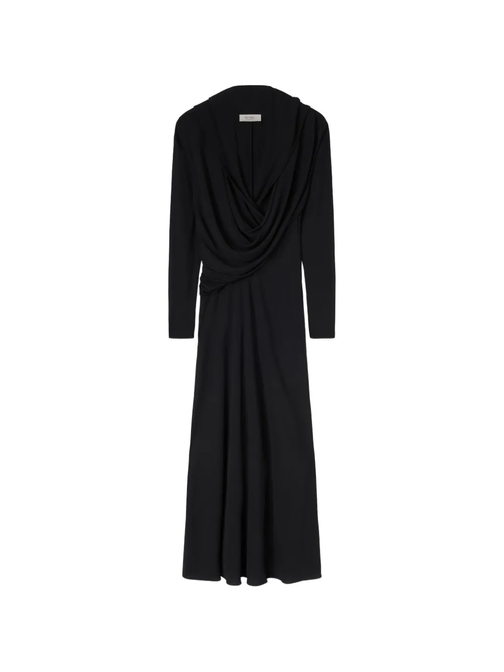 RETORI draped hooded maxi dress