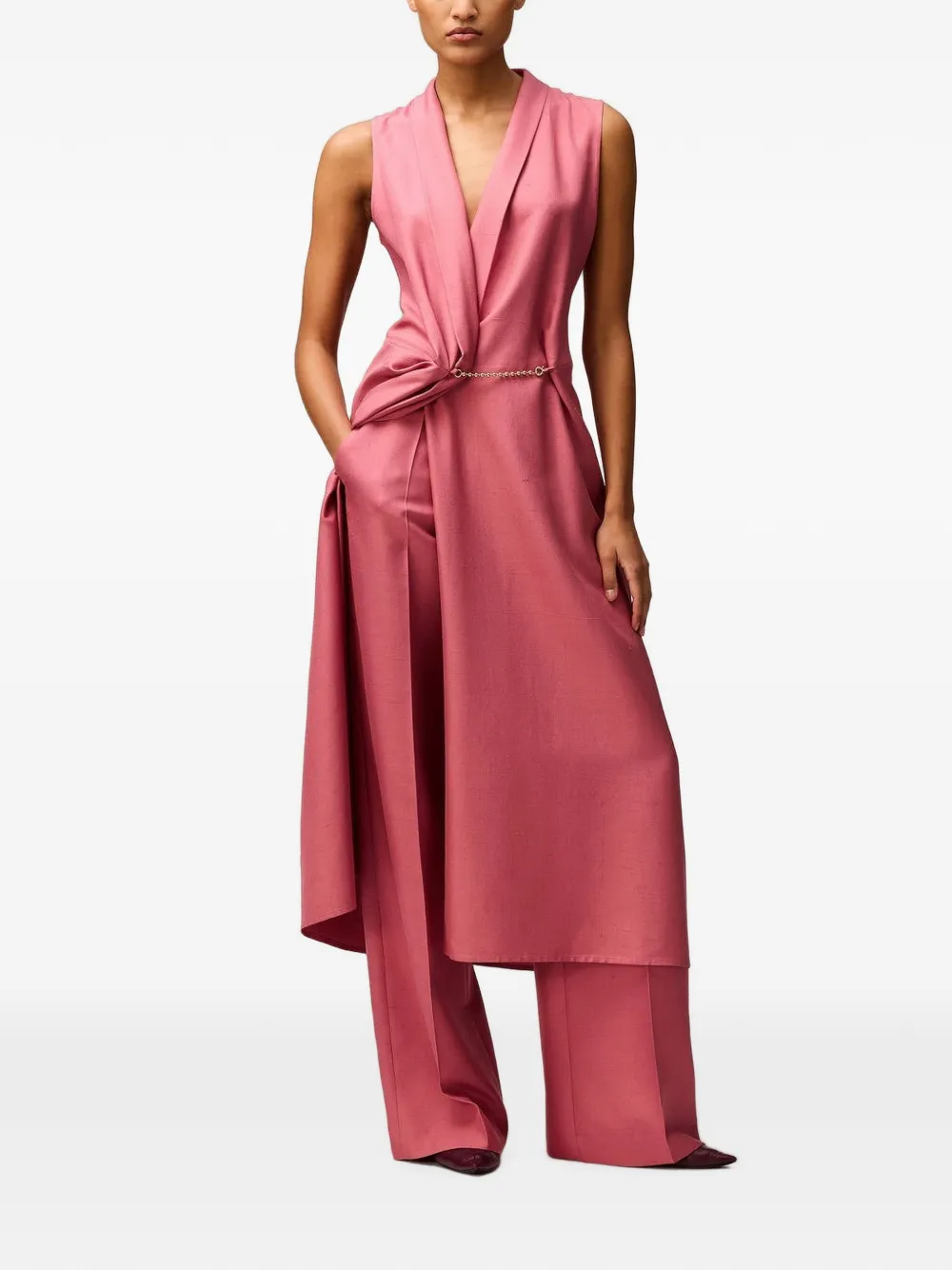 RETORI silk wrap midi dress - Rosa