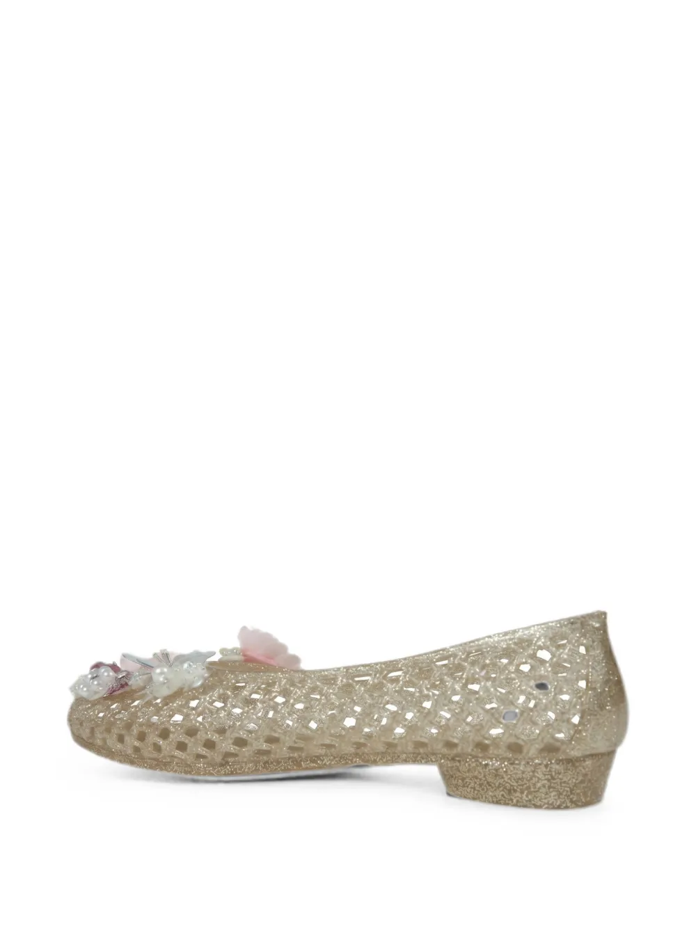 HEAVENLY JELLY Hibiscus floral-appliqué ballet flats Goud