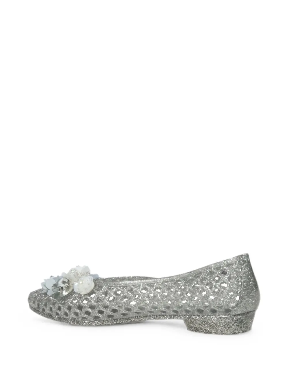 HEAVENLY JELLY Hibiscus mesh-effect ballet flats Zilver