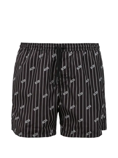 GCDS logo-print pinstripe swim shorts