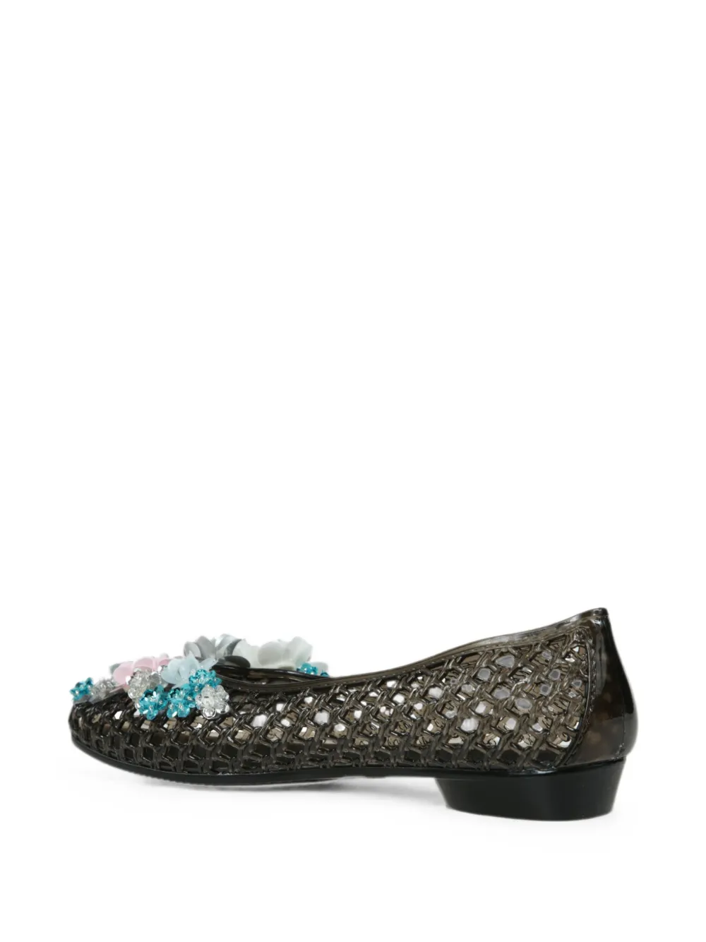 HEAVENLY JELLY Orchid floral-appliqué ballet flats Wit