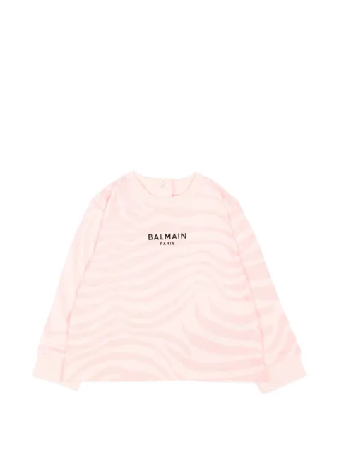 Balmain Kids zebra-print logo-detail sweatshirt