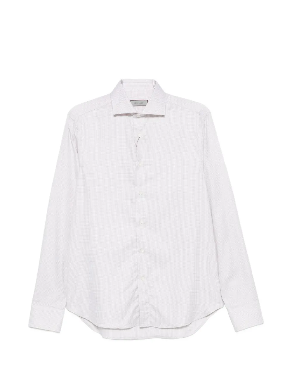 Canali micro-check spread-collar shirt - Toni neutri
