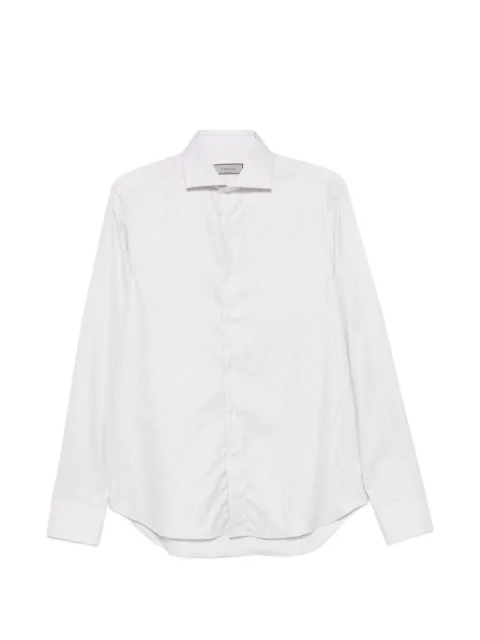 Canali micro-check spread-collar shirt