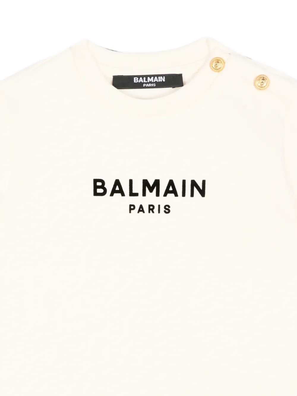 Balmain Kids T-shirt met logoprint en knoopdetail Beige