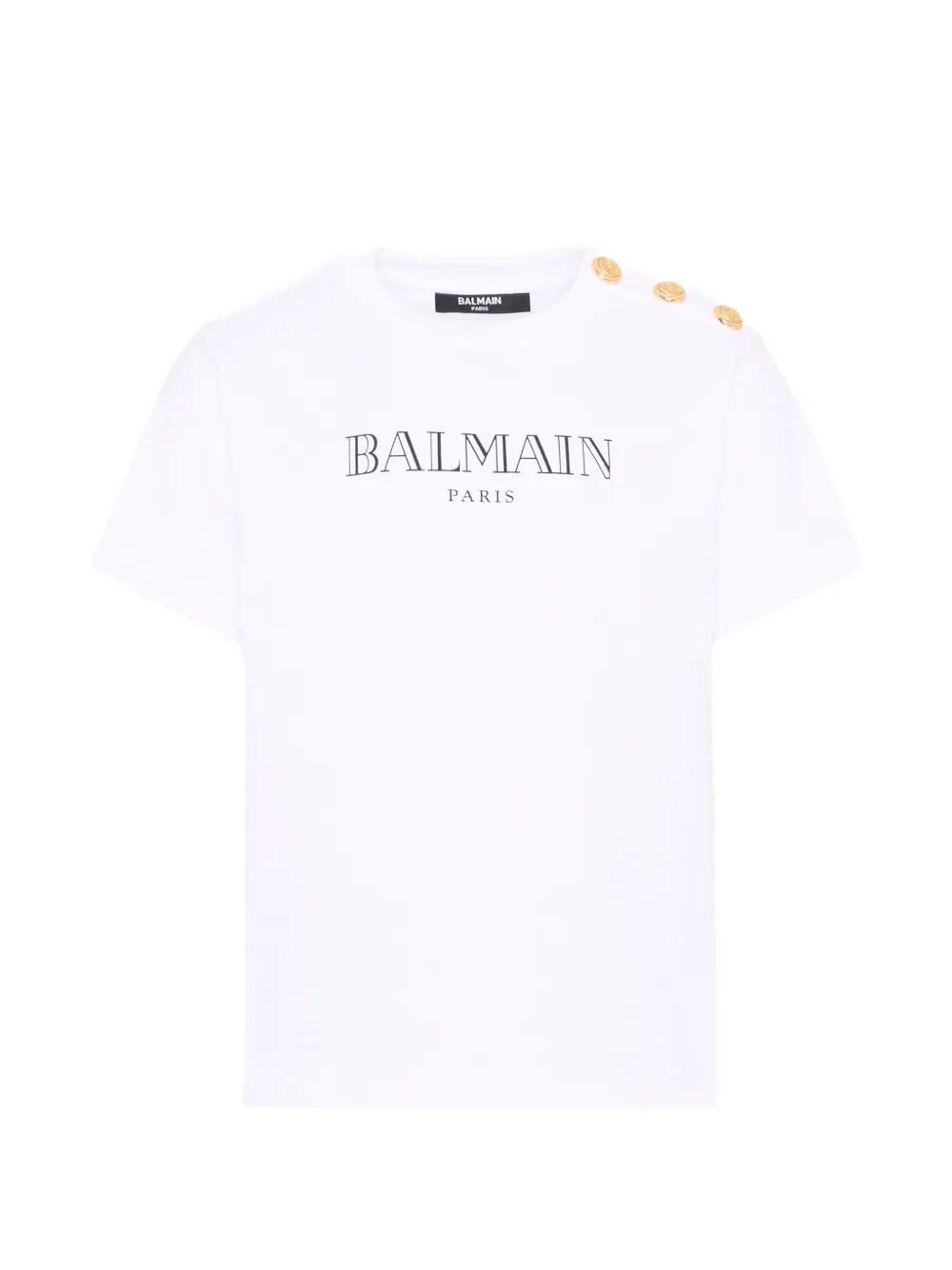 Balmain Kids logo-print button-detail T-shirt - Weiß
