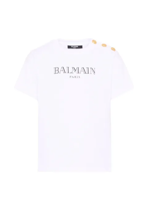 Balmain Kids T-shirt med logotryk og knappedetalje