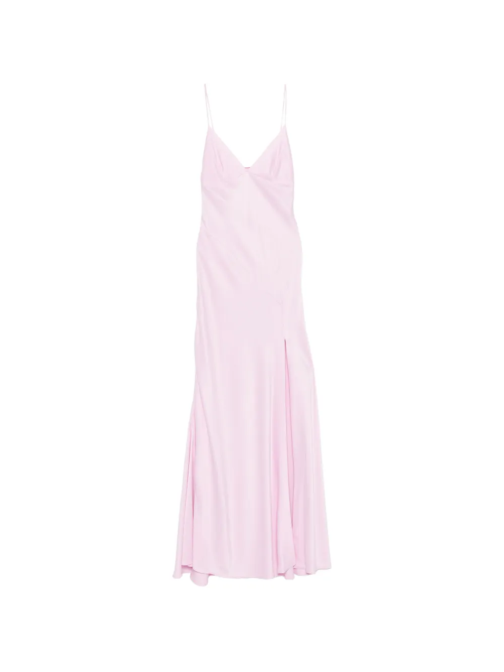 Alberta Ferretti satin-finish side-slit maxi dress - Rosa