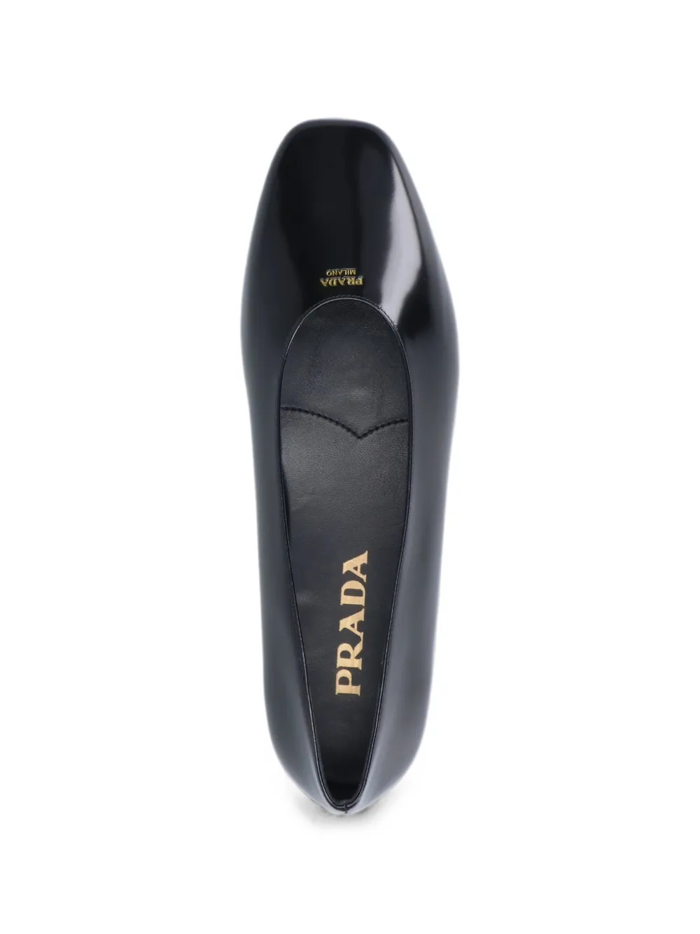 Prada polished leather ballet flats Zwart