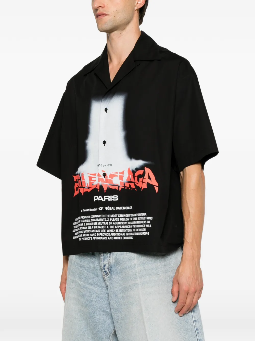 Balenciaga The Door bowlingshirt met korte mouwen Zwart