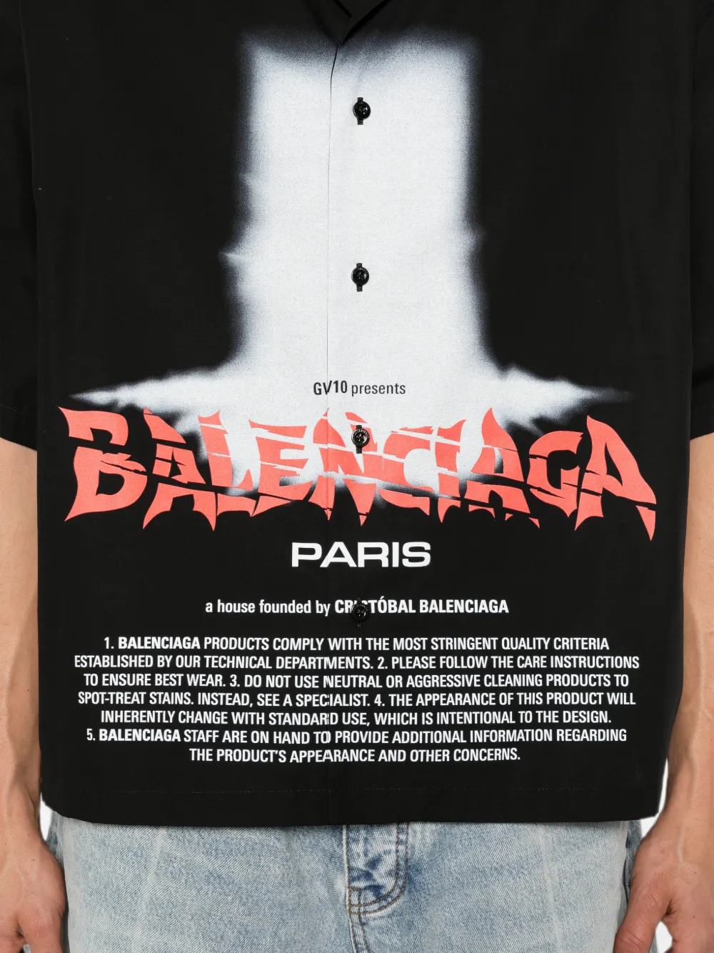 Balenciaga The Door bowlingshirt met korte mouwen Zwart