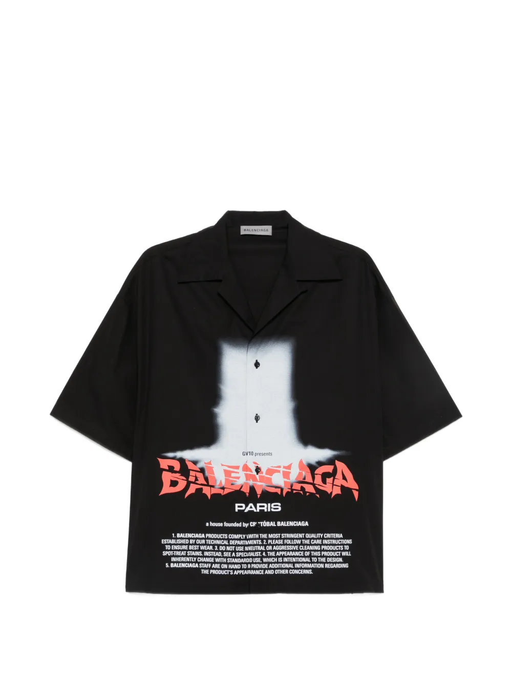 Balenciaga 로고 프린트 반소매 셔츠 | 블랙 | Image 1