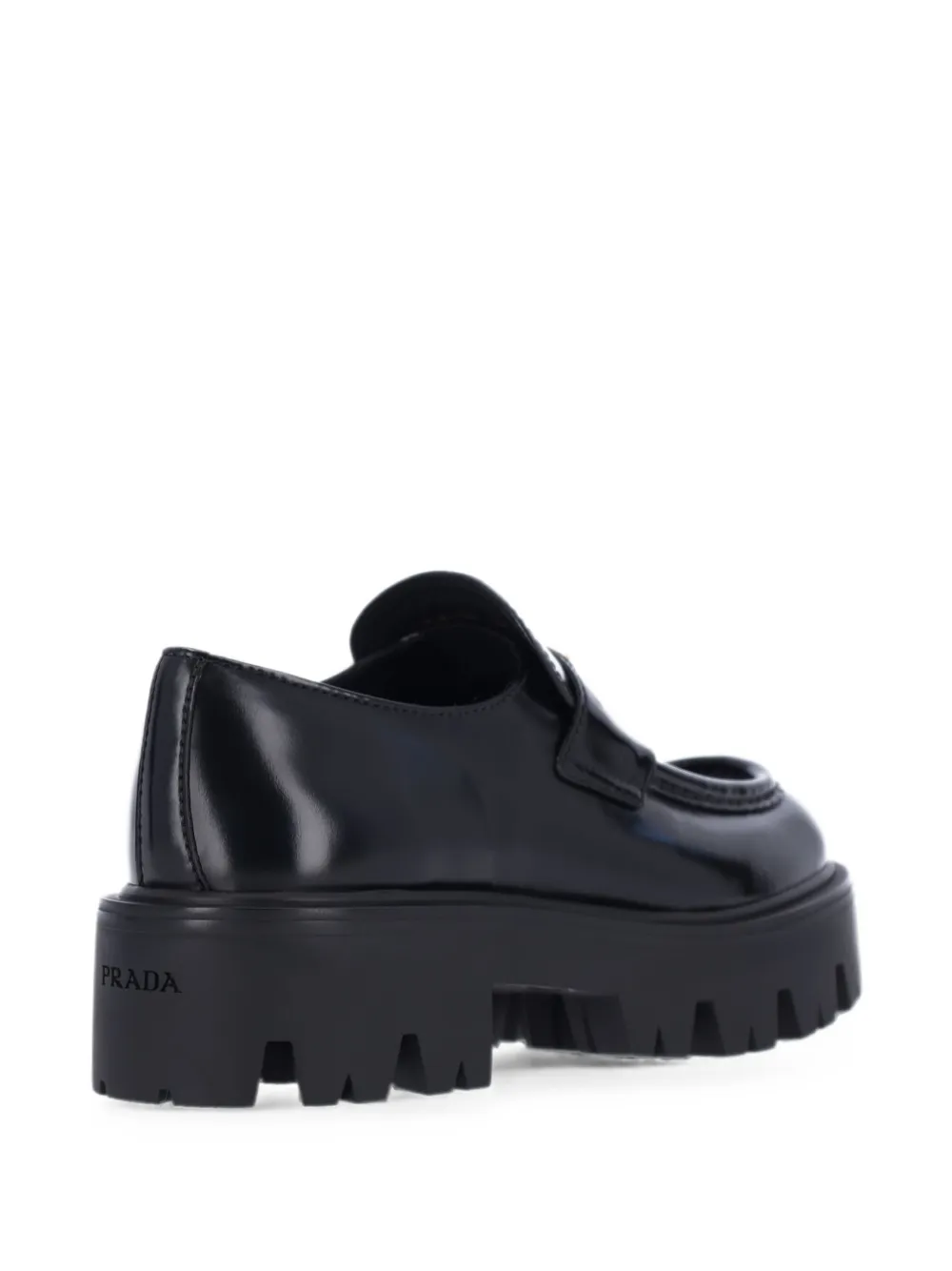 Prada logo-plaque chunky-sole loafers Zwart