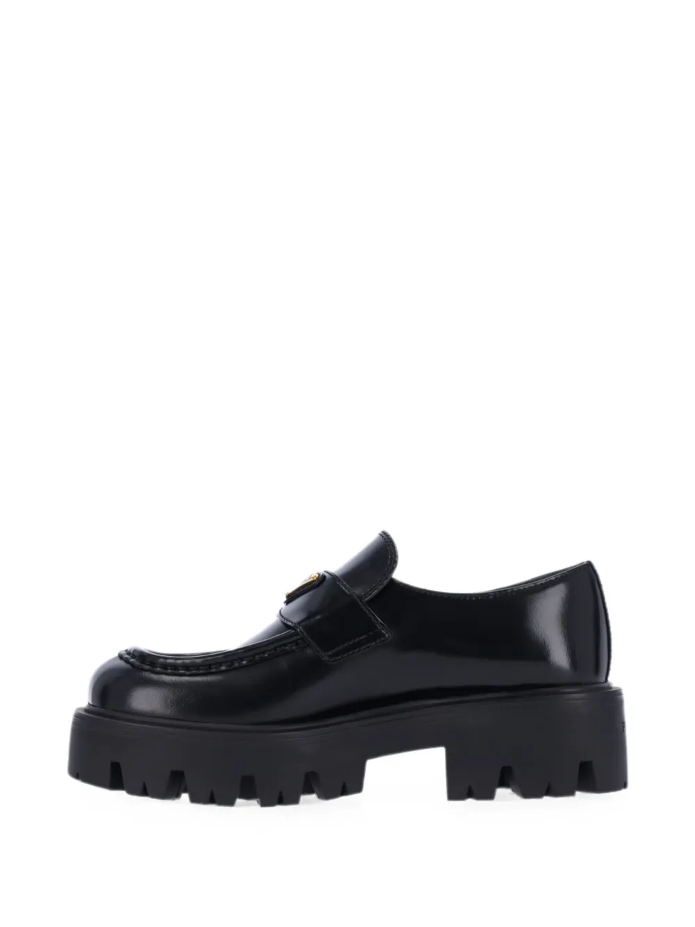 Prada logo-plaque chunky-sole loafers Zwart
