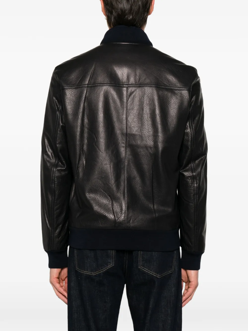 Brioni Leren jack met rits Zwart