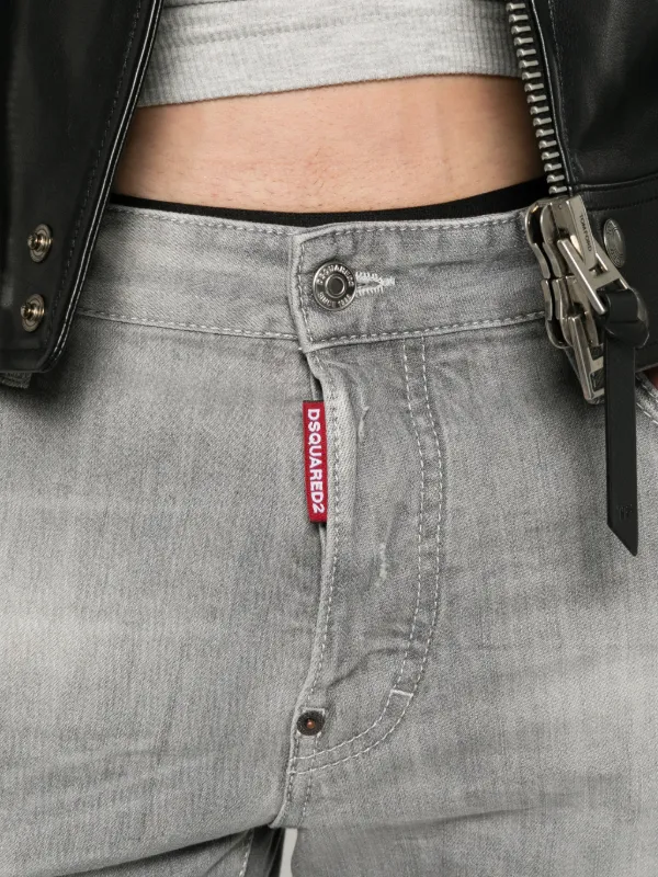 DSQUARED2 Skater Distressed logo-tag Denim Jeans | Grey | FARFETCH